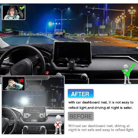 Powerty Dashboard Cover For Toyota RAV4 2025 2024 Dash Cover Carpet Sunshield Protector Velvet Without HUD(Head-Up Display)
