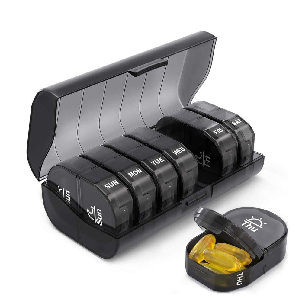 Weekly Pill Organizer with 7 Detachable Pill Case 2 Times a Day AM PM Pill Box to Hold Medicine Medication Vitamins and Fish Oil
