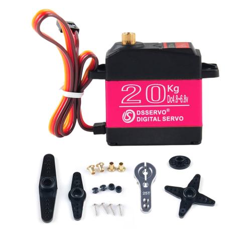 Set of 4 DS3218 Waterproof 20KG Digital Servo, Full Metal Digital Steering Servo with 25T Servo Arm for RC (180)