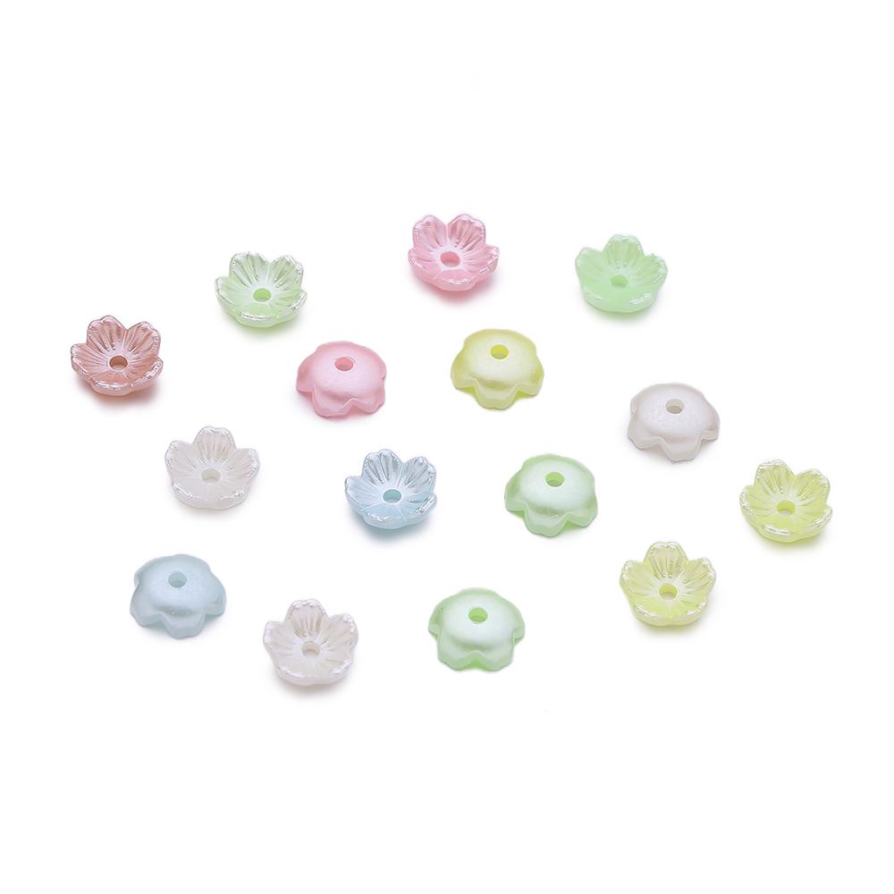 50pcs/Lots ABS Artificial Pearls Flower Beads Caps Spacer Beads for DIY Necklace Bracelet Phone Chain Jewelry Making Accessories