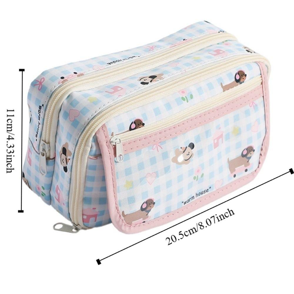 Large Capacity Stationery Bag Zipper Pen Pencil Case Badge Pouch Kawaii Pencil Bag  Student