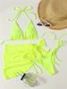 Bikini Set Donna Marrone Liscio Sexy Costine Scollo a Nodo Push Up Costume da Bagno con Gonna in Rete 2026 Donna Costume da Bagno Brasiliano Copricostume