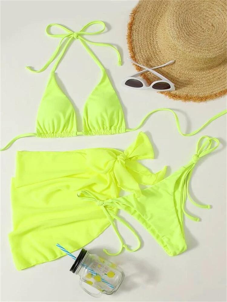 Bikini Set Donna Marrone Liscio Sexy Costine Scollo a Nodo Push Up Costume da Bagno con Gonna in Rete 2026 Donna Costume da Bagno Brasiliano Copricostume