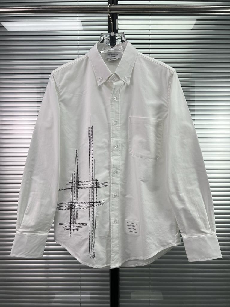High version TB new thread stripe embroidery men's and women's casual high-end versatile women's long-sleeved shirt