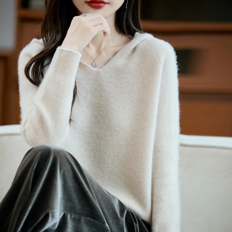 Women's cashmere sweater Qinghe cashmere 30% cashmere 70% wool autumn and winter pullover warm and fashionable