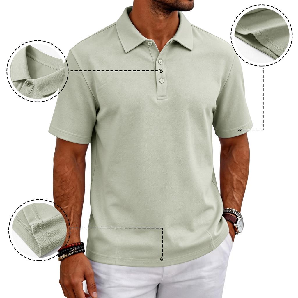 Men’s Casual Polo Shirt Short Sleeve Breathable Classic Fit Top for Everyday Outdoor Wear mens polo shirts short sleeve golf polos for men