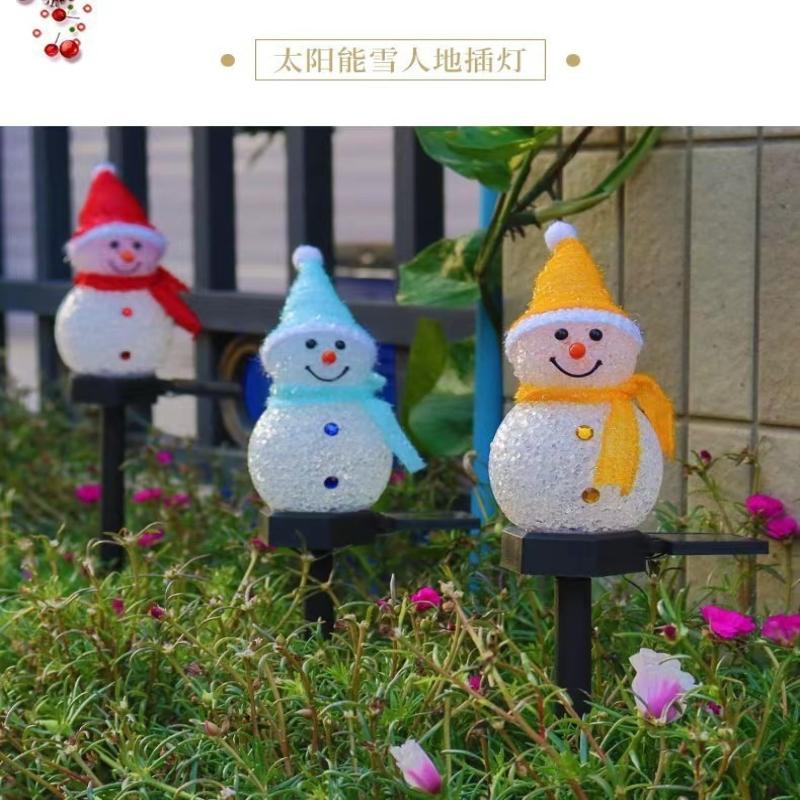 1Pc Solar Snowman Plug-in Light Christmas Decoration Atmosphere Outdoor Garden Lawn Light Christmas Night Light Snowman