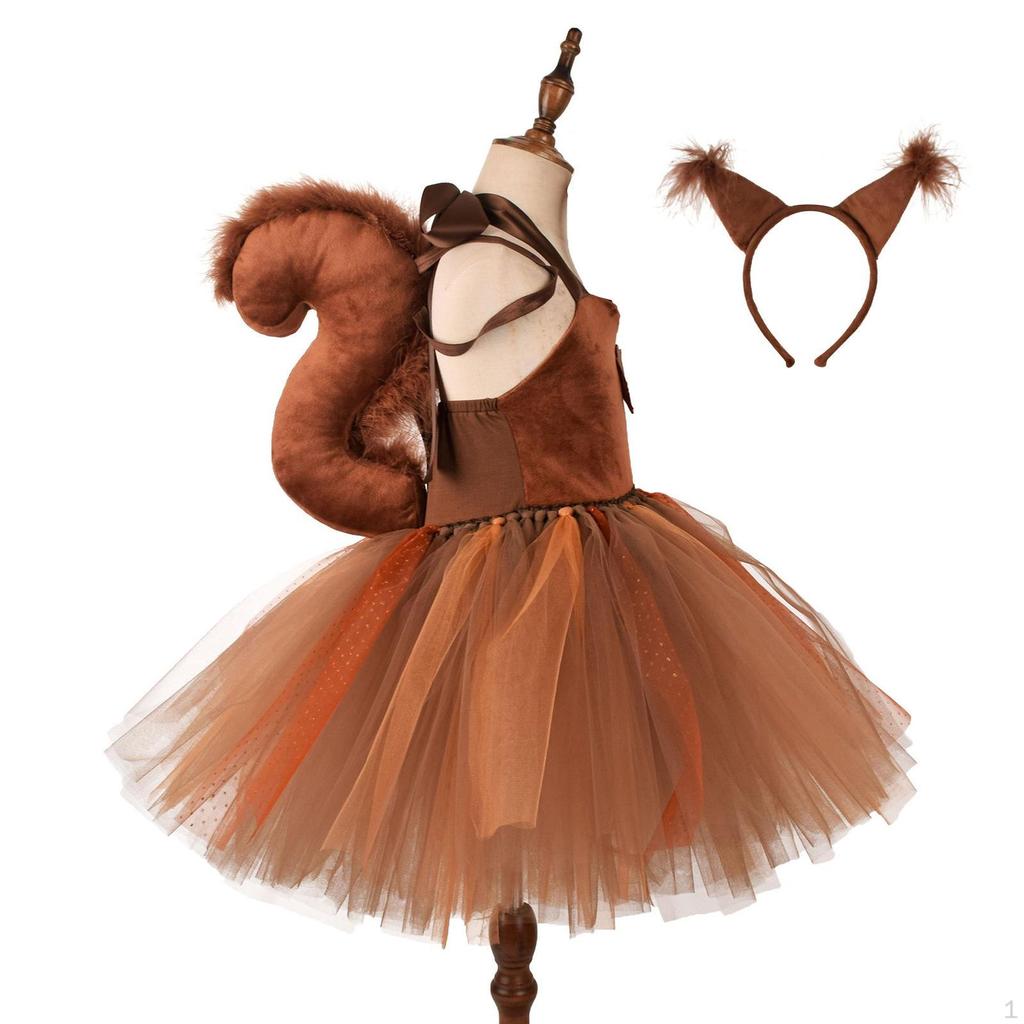 Girls Squirrel Cosplay Dress Tutu Skirt Adjustable Neck