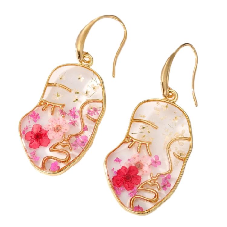 Abstract Face Shaped Pendant Earrings Dangle Earrings Set Jewelry Alloy Earrings розовый