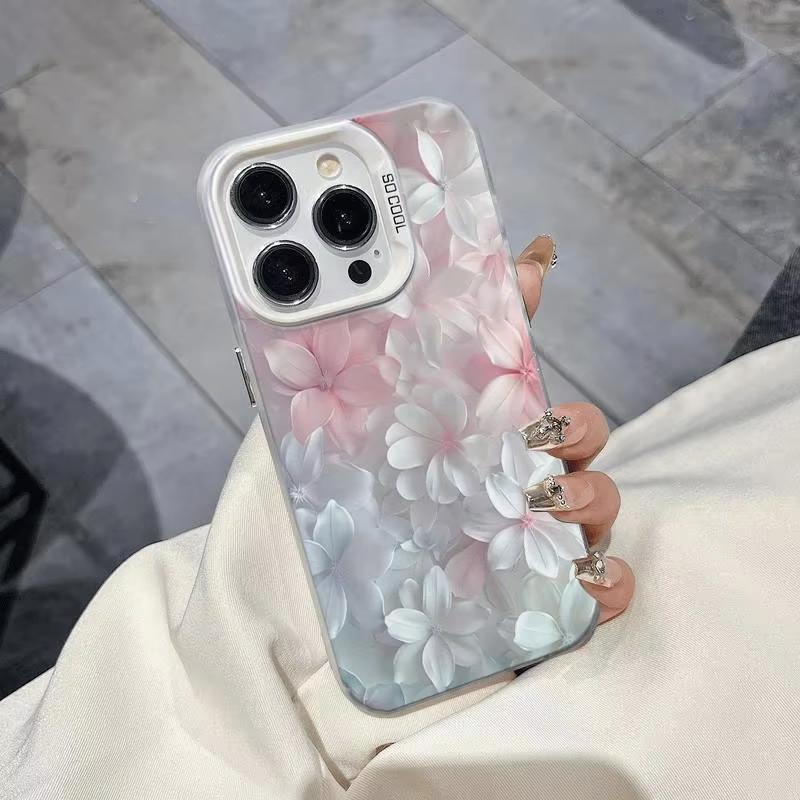 Pink Floral Phone Case For iPhone 17 16 15 14 13 12 11 Pro Max X XS XR 15 14 Plus 16E 17Air Shockproof Protective Cover