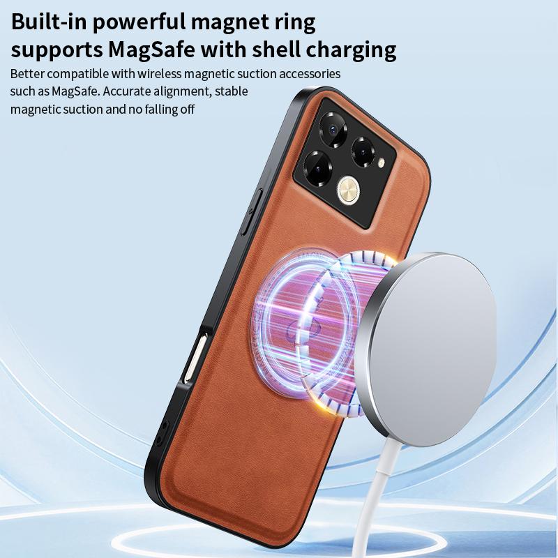 Luxury Magnetic Stand Holder PU Leather Phone Case For Infinix Hot Note 40 50 Pro Plus 40i 50S 50X Wireless Charging Logo Cover