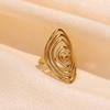 Stainless steel ring - open band - vintage geometric line design - oil pressed titanium steel