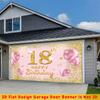 2D 18th Happy Birthday Garage Door Banner Pink Gold Balloon Background