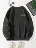 Mens Fleece Lined Crew Neck Sweatshirt, Casual Ribbed Cuffs Pullover Top, Streetwear Fashion Sweatshirt for Fall Winter Daily Leisure Wear