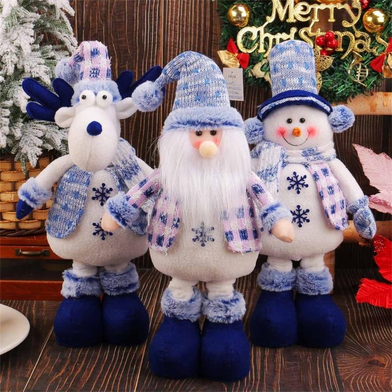 Stretchable Plush Doll Ornament Adjustable Height Telescoping Plush Figure Christmas Decoration for Living Room Bedroom