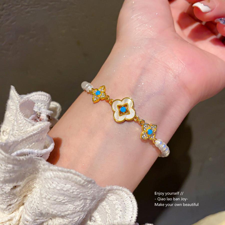 Light Luxury Flower Jewelry Bracelet With Gold Plating And Zircon For Women Gift