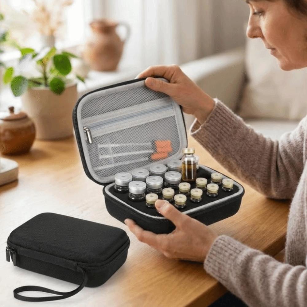 3/10ML Insulin Vials Storage Case 20 Slots Essential Oils Carrying Box Carrying Case for Home