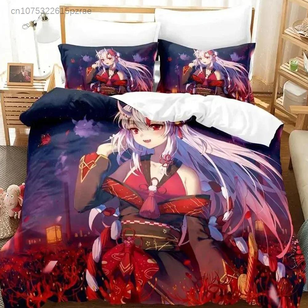 3D Print Anime Nakiri Ayame Bedding Set Bedroom Soft Modern Bedspreads Comefortable Kids Duvet Cover Quilt Cover And Pillowcase