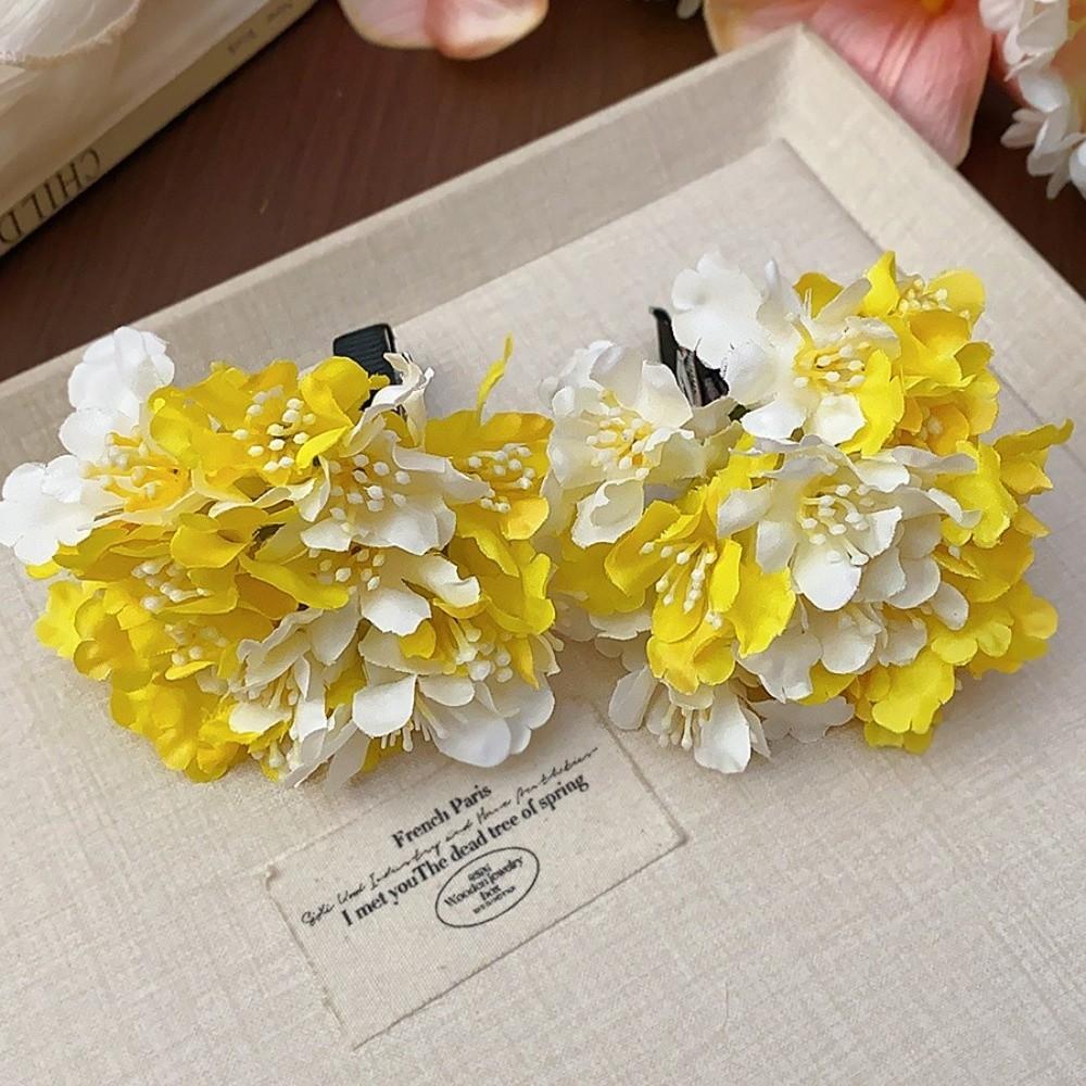 Cloth Simulation Flower Hairpin Colorful Headdress Flower Side Clip Headpieces Ancient Style Chinese Style Hair Clip Travel