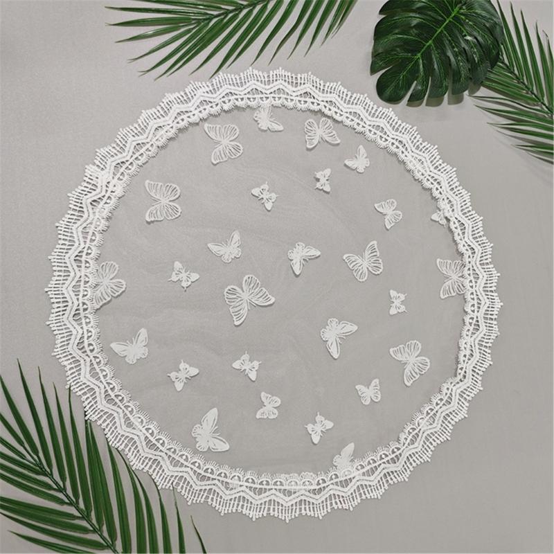 Dámský mantilový šál Svatba Kostel Krajkový lem Šátek Měkký Květinový šátek Závoj Svatební pokrývka hlavy Mantila