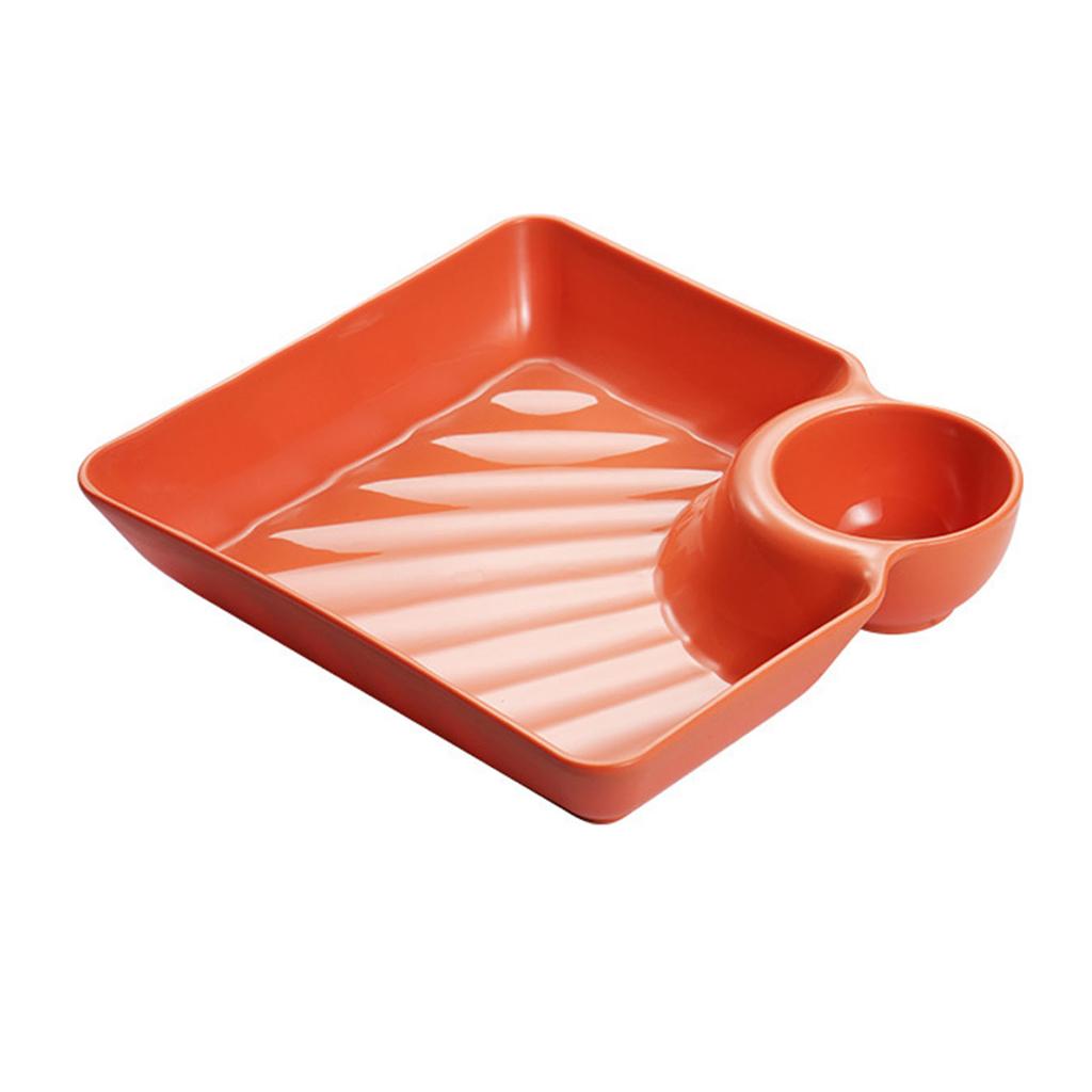 Dumpling Plate Dumpling Plate with Dipping Saucer 7.2inch Divided Chip and Dip Serving Platter Set for Dumpling Snack Sushi