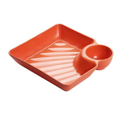 Dumpling Plate with Dipping Saucer 7.2inch Divided Chip and Dip Serving Platter Set for Dumpling