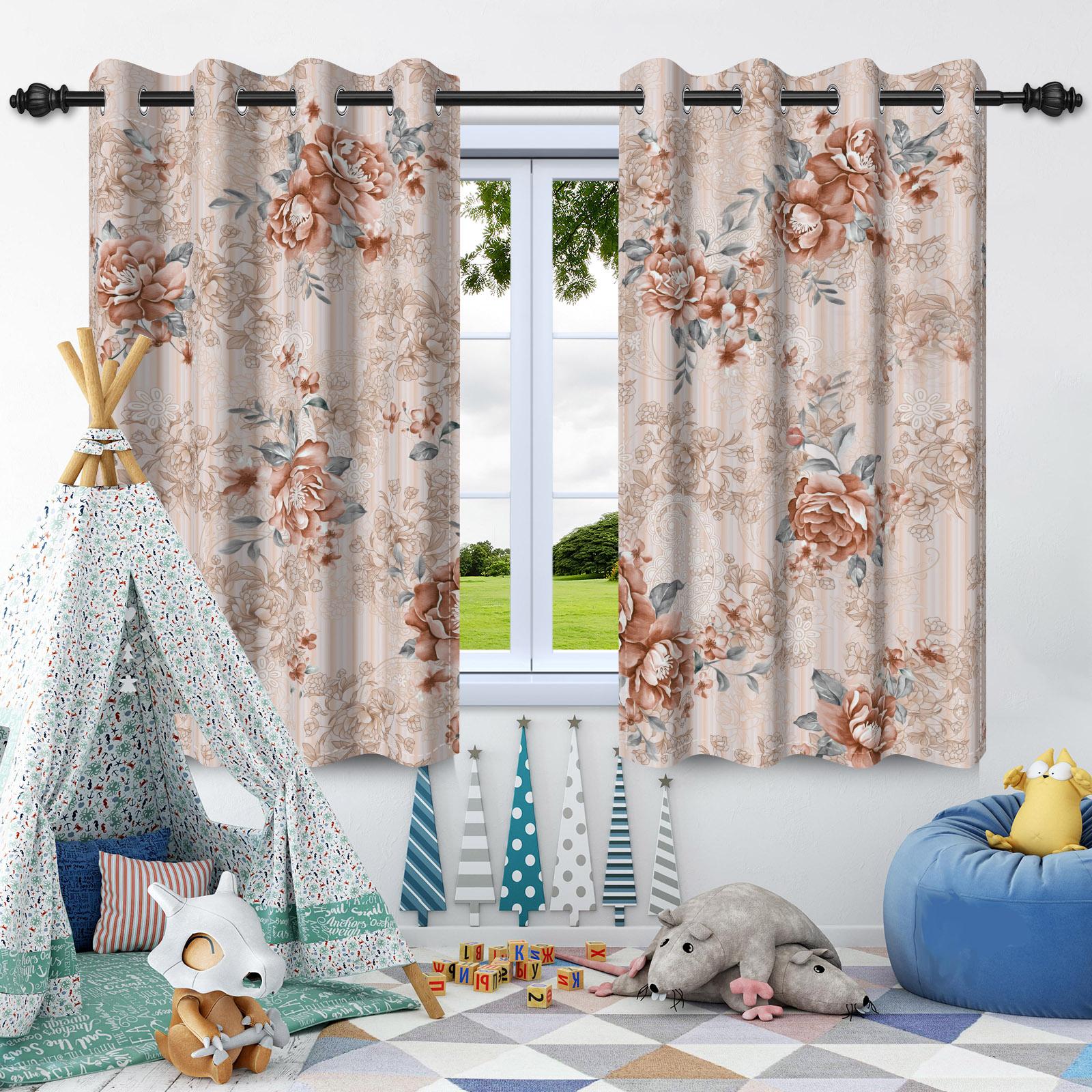 

2Pcs Classical Flowers Blackout Curtains Floral Vintage Window Drapes Thermal Insulated Bedroom Living Room Cafe Decoration 50x120cm 2pcs