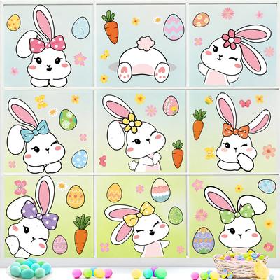 Cartoon Animal Static Sticker Easter Bunny No Trace Wall Stickers Shopping Mall Window Display Atmosphere Decoration