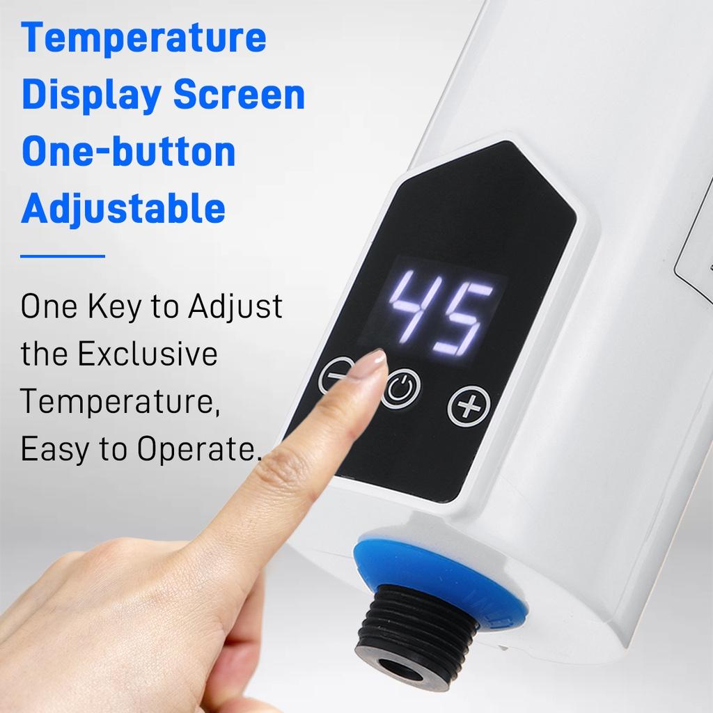 5500W IPX4 Heater Touch Control Instant Electric Water Heating Shower Set Mini LCD Digital Display Kitchen Bathroom Tankless Hot Water Faucet