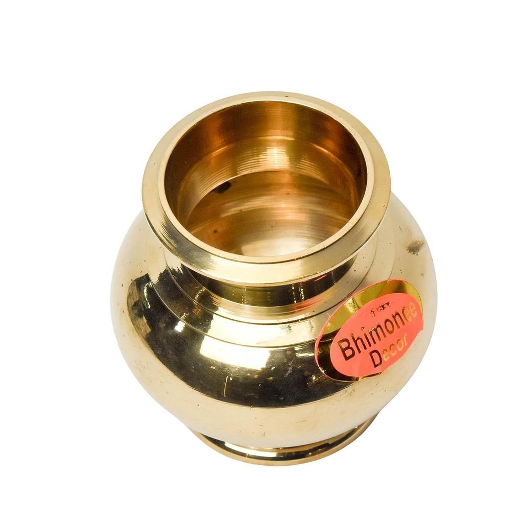 Bhimonee Decor | Pure Brass Matka Design Lota | Traditional Lutiya Kalash for Pooja & Rituals |