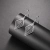 Stainless Steel Geometric Rhombus Drop Earrings for Women Girls Waterproof Minimalist Jewelry Valentine Gift