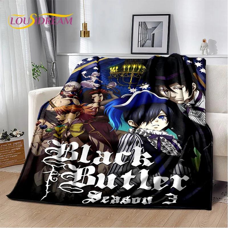 Cartoon Black Butler Anime 3D-Decke, weiche Überwurfdecke für Zuhause, Schlafzimmer, Bett, Sofa, Picknick, Reisen, Büro, Ruhebezug, Decke für Kinder