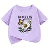 Fashion Flower Design T-Shirt Printed T Shirt Girls' Summer Clothes Short Sleeve Tops T-Shirts Cute Clothing