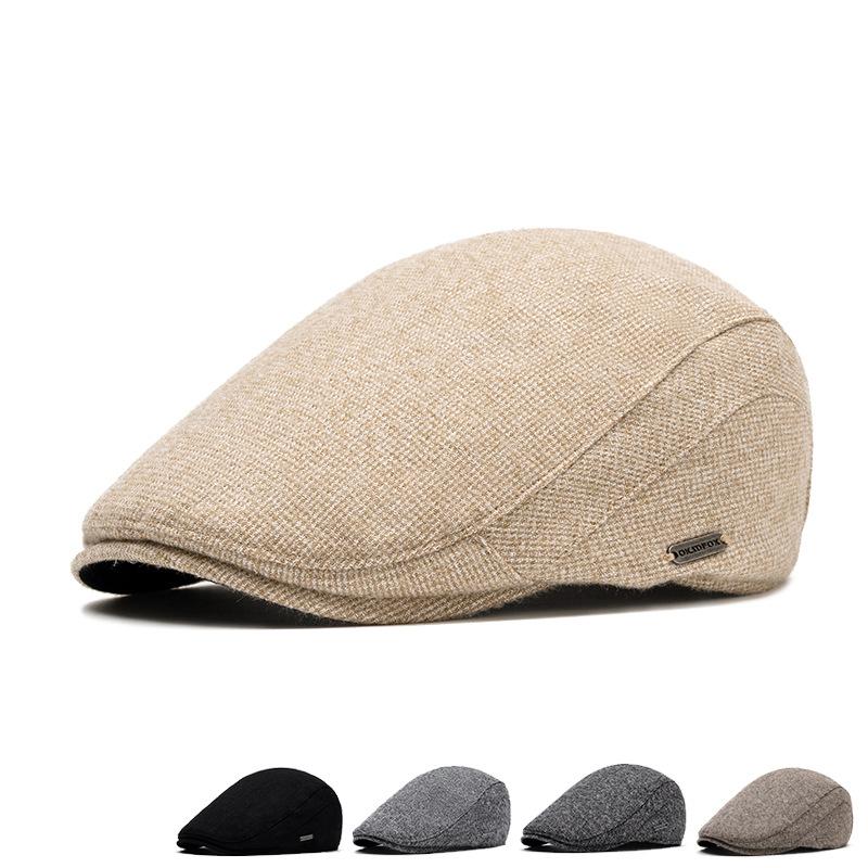 Autumn Winter Thick Warm Newsboy Caps Men Soft Beret Hat Classic Detective Hats Retro Driver Flat Peaked Cap Street Hats
