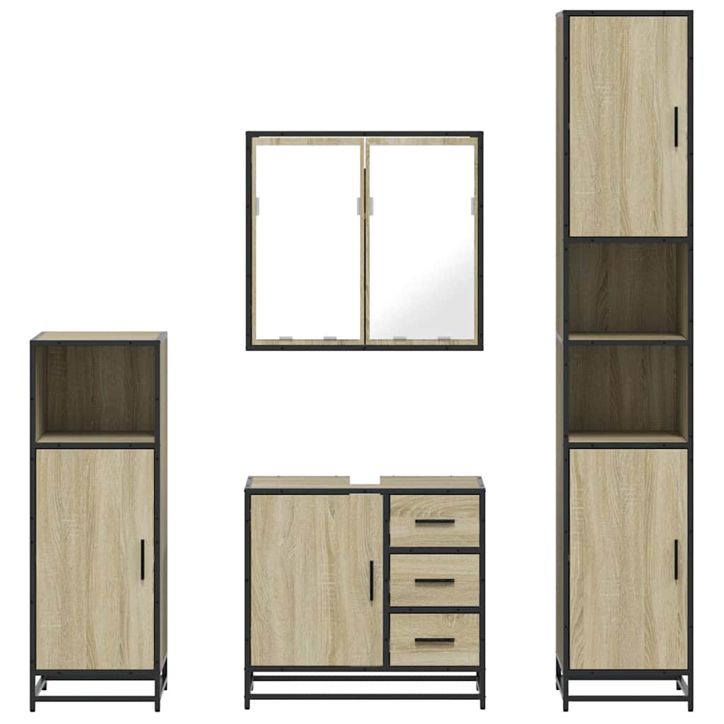 4 Piece Bathroom Furniture Set In Sonoma Oak Engineered Wood