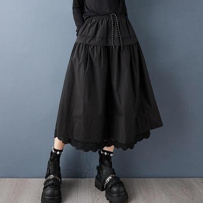 Plus Size High Waist Black Vintage Casual Loose Long for Woman Skirts Womens Skirt
