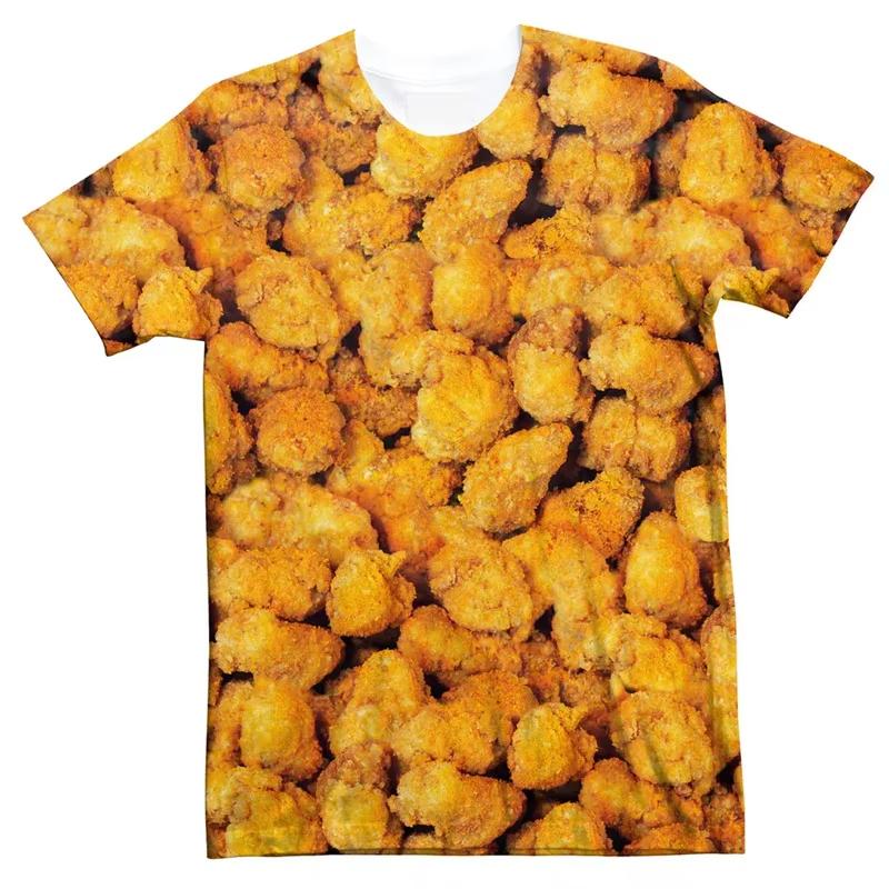 

3D Print Funny Fried Chicken T-Shirts Pizza Food Graphic Men s Short Sleeve 4XL