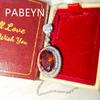 925 Sterling Silver Garnet Red Oval Zircon Pendant Necklace Birthday Party Anniversary Gift