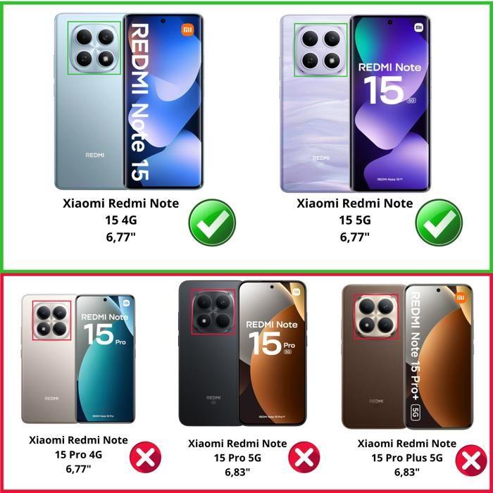 Coque antichoc pour Xiaomi Redmi Note 15 4G/5G et 2 Verres Trempé Film Protection Ecran Phonillico®