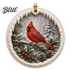 Festive Hanging Decor Acrylic Christmas Red Bird Ornament, Snow Scene Pattern Xmas Tree Ornaments Decor, Retro Round Pendant for Winter Holiday Party