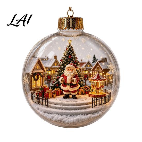 Charming Christmas Gift for Friends Glowing Decorative Ball Lighted Ornament with Festive Scene LED Illuminated Holiday Mantel Accents Tree Hanging