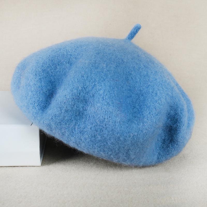 

Теплый берет художника в корейском стиле с грибком - Женская осенне-зимняя однотонная повседневная шляпа M (56-58cm)