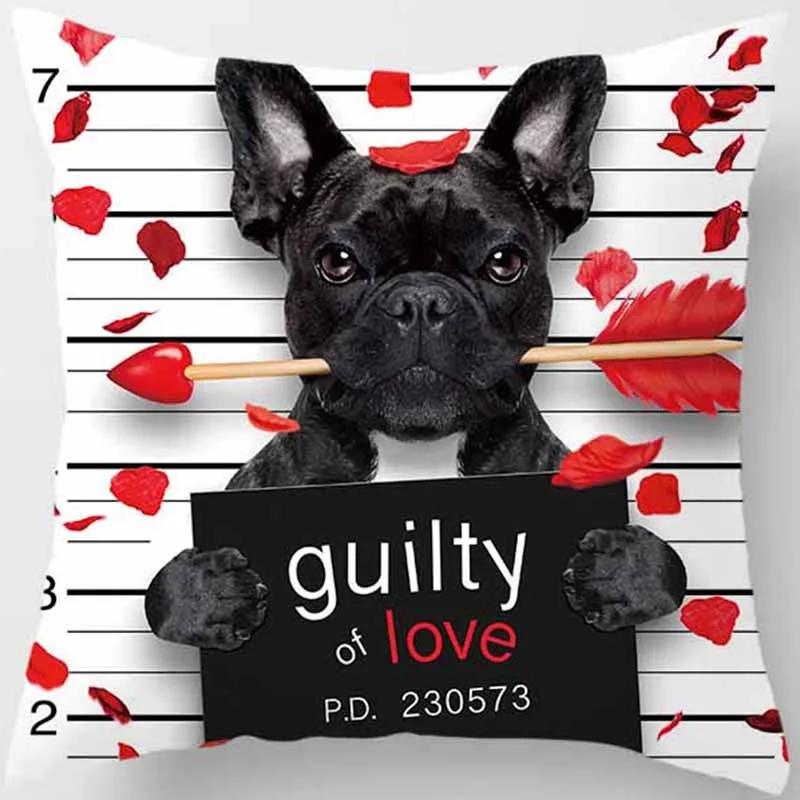 Funny Cartoon Dog Print Pillowcase Home Decor Car Sofa Cushion Cover (45cm*45cm)