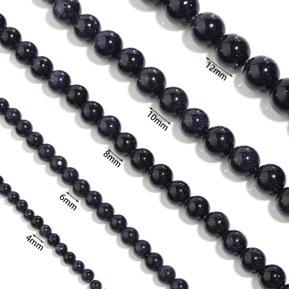 Blue SandStone Round Loose Stone Beads 15" Strand Charms for Bracelets 4 6 8 10 12MM Fashion Accessories