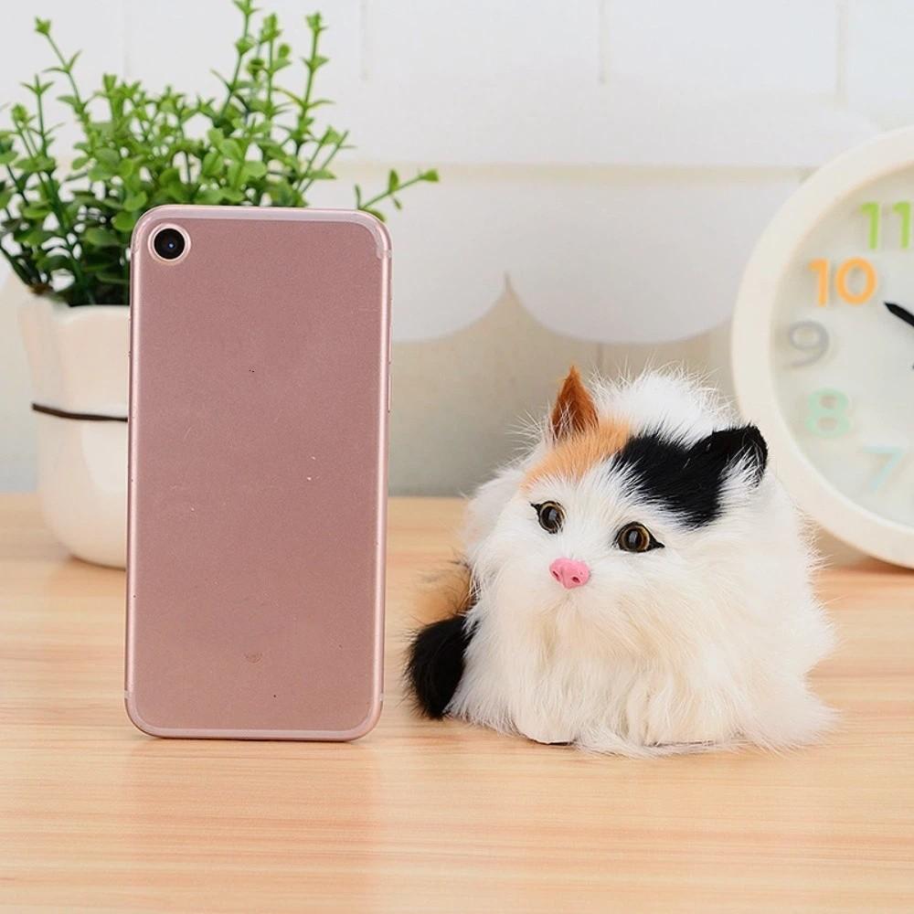 Cartoon Simulation Cat Doll Cozy Fluffy Desktop Decoration Realistic Kitten Decoration  Collectible