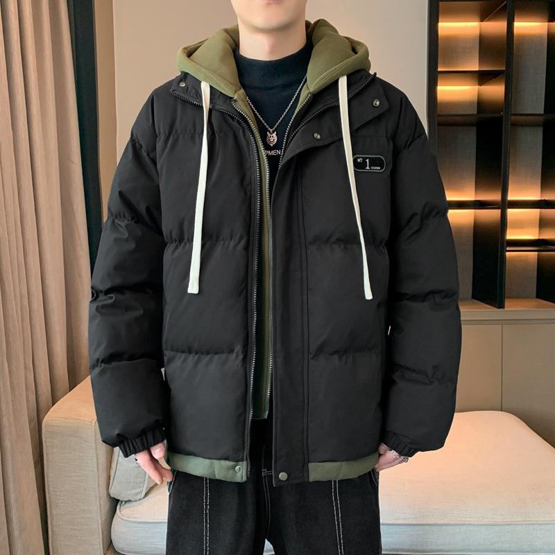 

Винно-красная искусственная хлопковая одежда из двух предметов для мужчин и женщин, осенне-зимняя новая трендовая пара с капюшоном, утепленная теплая брендовая хлопковая одежда