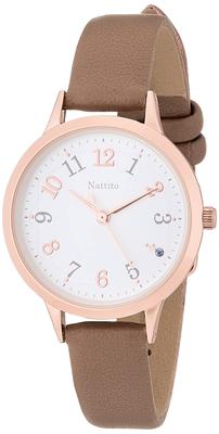 Wristwatch Analog Kanaf Thin Pink Gold Leather Strap Brown [Fieldwork] ASS158-5 Women's