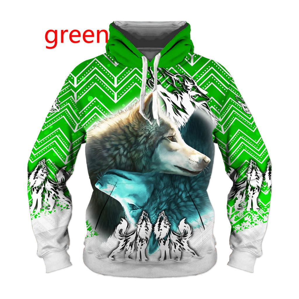 Móda 3D Mikiny Muži S Kapucí Zvíře Vlk Potisk Mikina Pánská/Dámská Vtipná Mikina