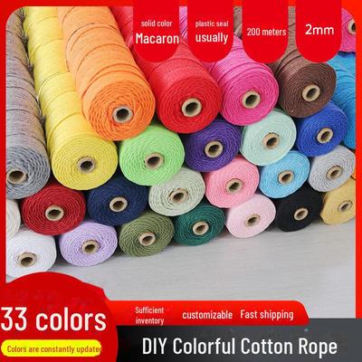 2mm Colored Cotton Thread Rope for DIY Decorative Braided Tapestry