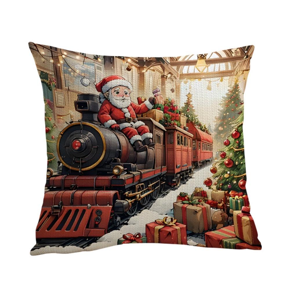 Flax Merry Christmas Pillow Cover Luxury Xmas Throw Pillow Case Christmas Cushion Cover  Bed